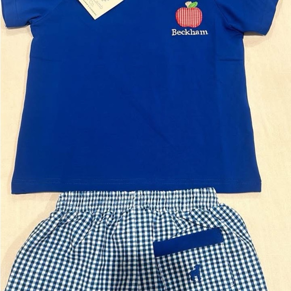 Blue Kids Matching Set with Apple Design